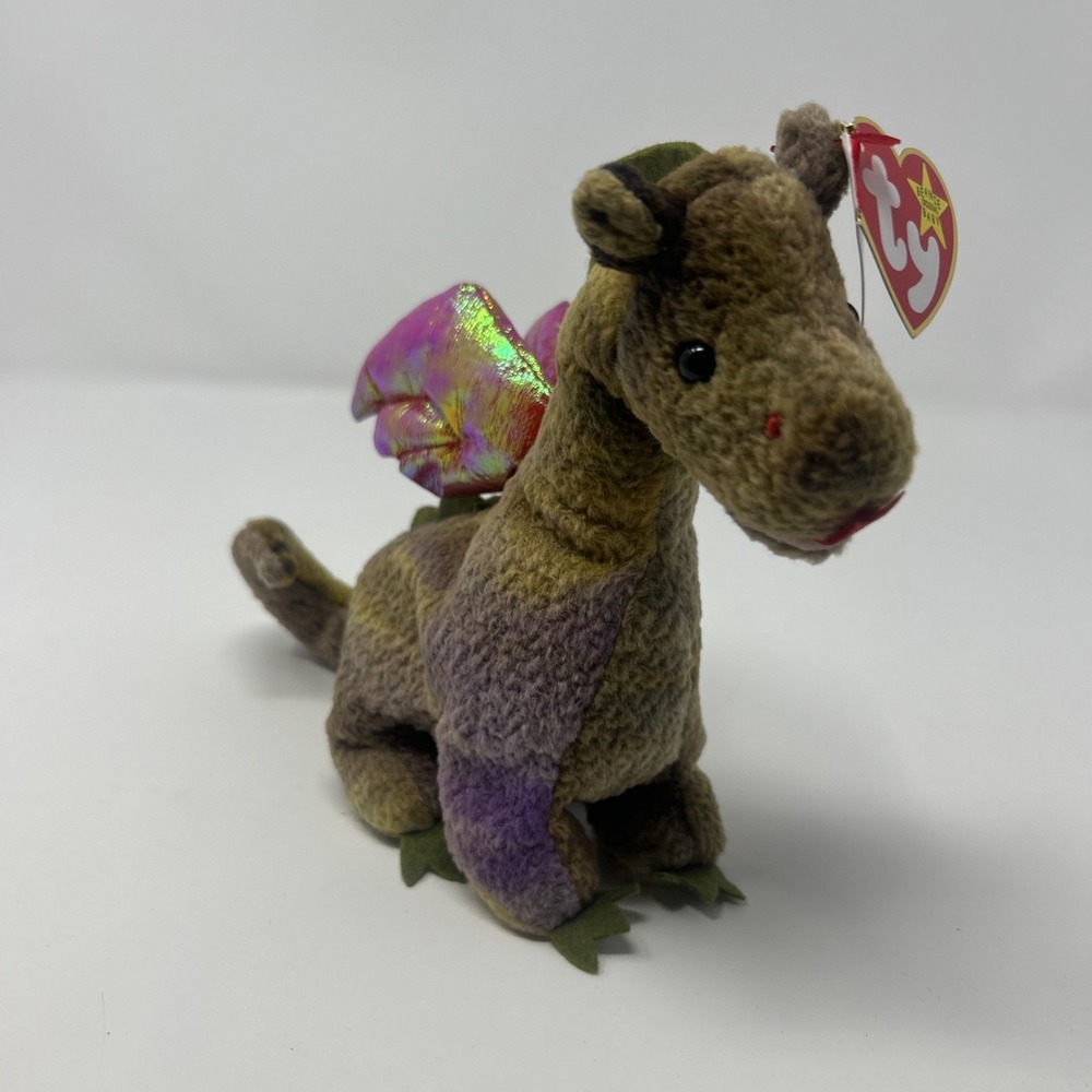 Vintage NWT TY Beanie Baby Scorch the Tye Dye Dragon 1998